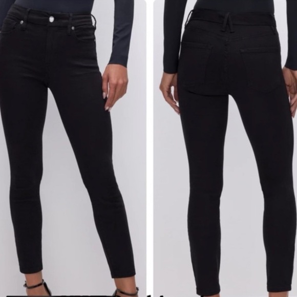 Good American Black Wash Good Legs Crop Skinny Jeans 4 27 Inches T2 - Picture 1 of 9